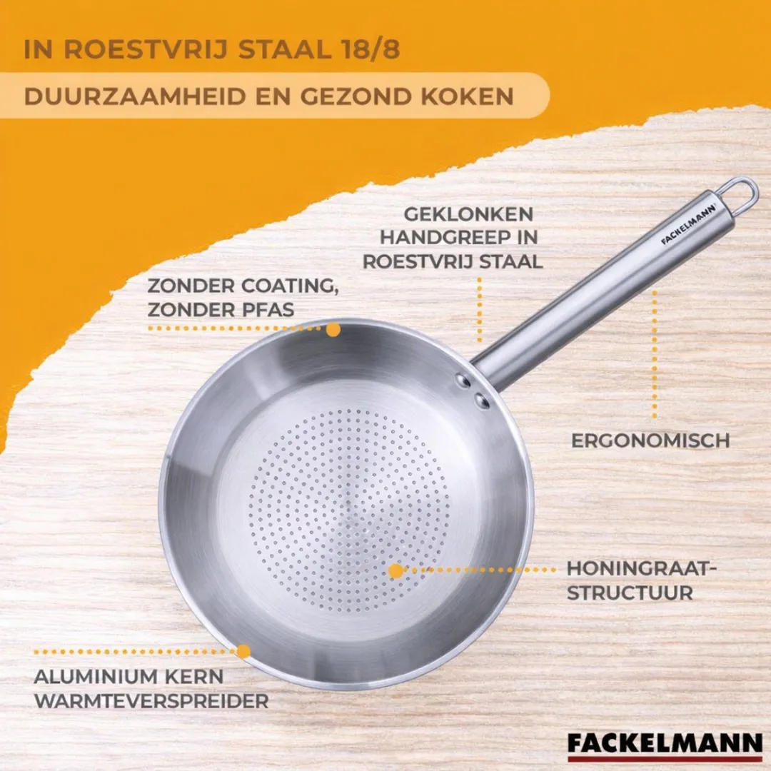 Fackelmann Roestvrijstalen Koekenpan 28cm