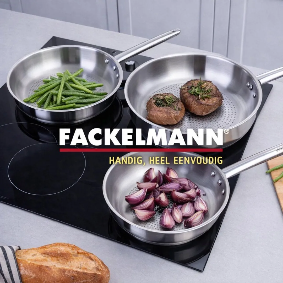 Fackelmann Roestvrijstalen Koekenpan 28cm - Inductie & Ovenbestendig