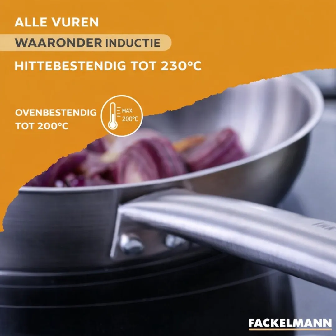 Fackelmann Roestvrijstalen Koekenpan 28cm - Inductie & Ovenbestendig