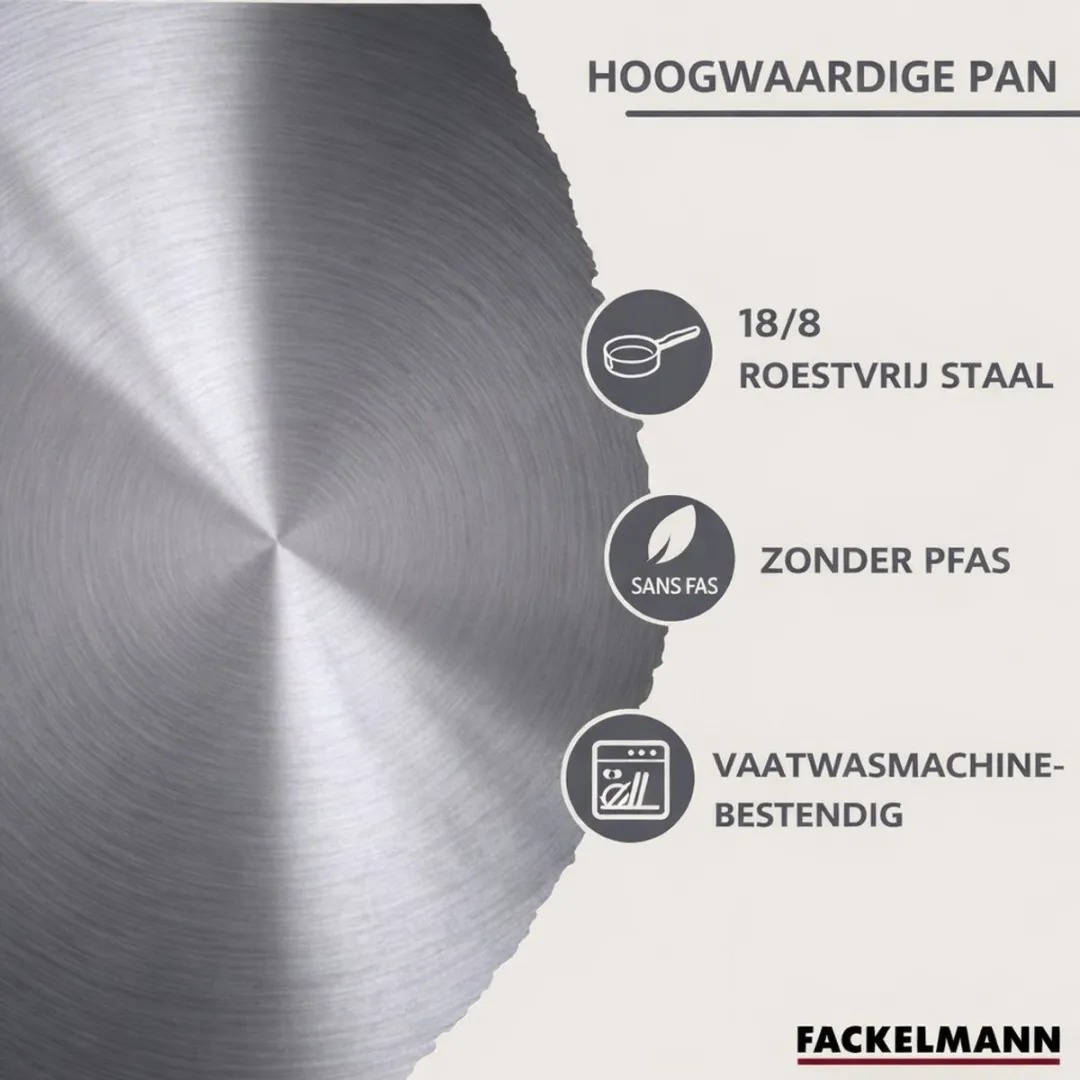 Fackelmann 9443650B88 Set Pannen 12/16/20/24cm - Roestvrij staal - Inductie