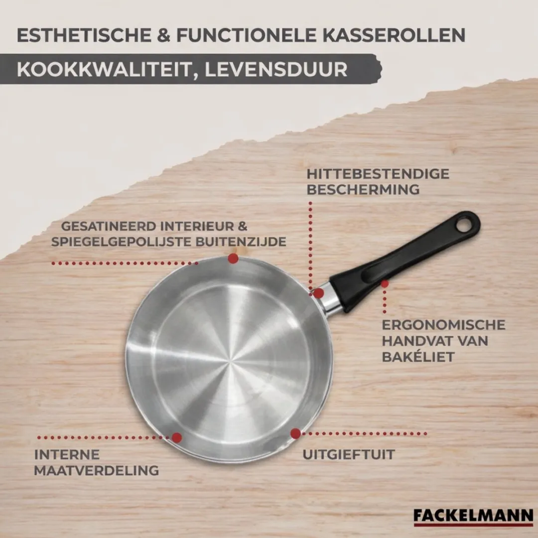 Fackelmann 9443650B88 Set Pannen 12/16/20/24cm - Roestvrij staal - Inductie