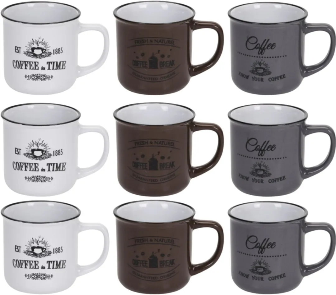 Excellent Houseware Koffiemok Cosy - 9 Stuks - 330ml - Multi