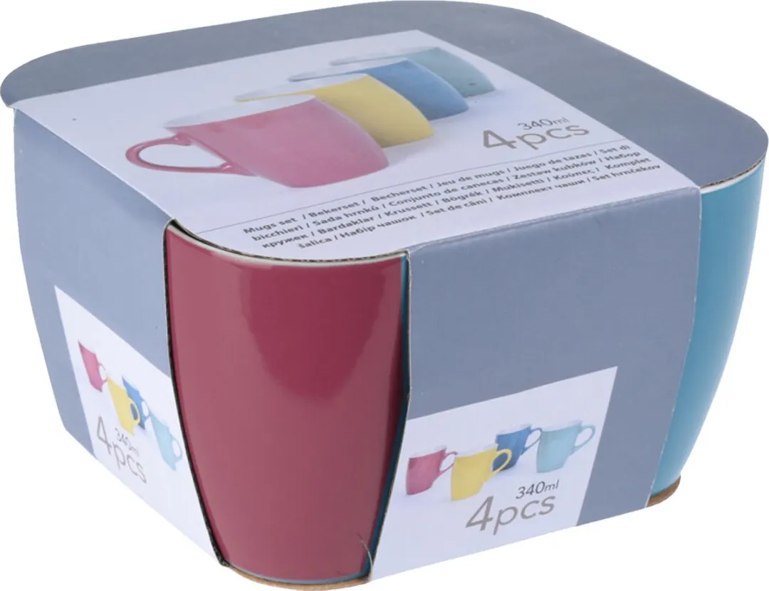 Excellent Houseware Costa Koffiemokken - 4 Stuks 340ml - Blauw