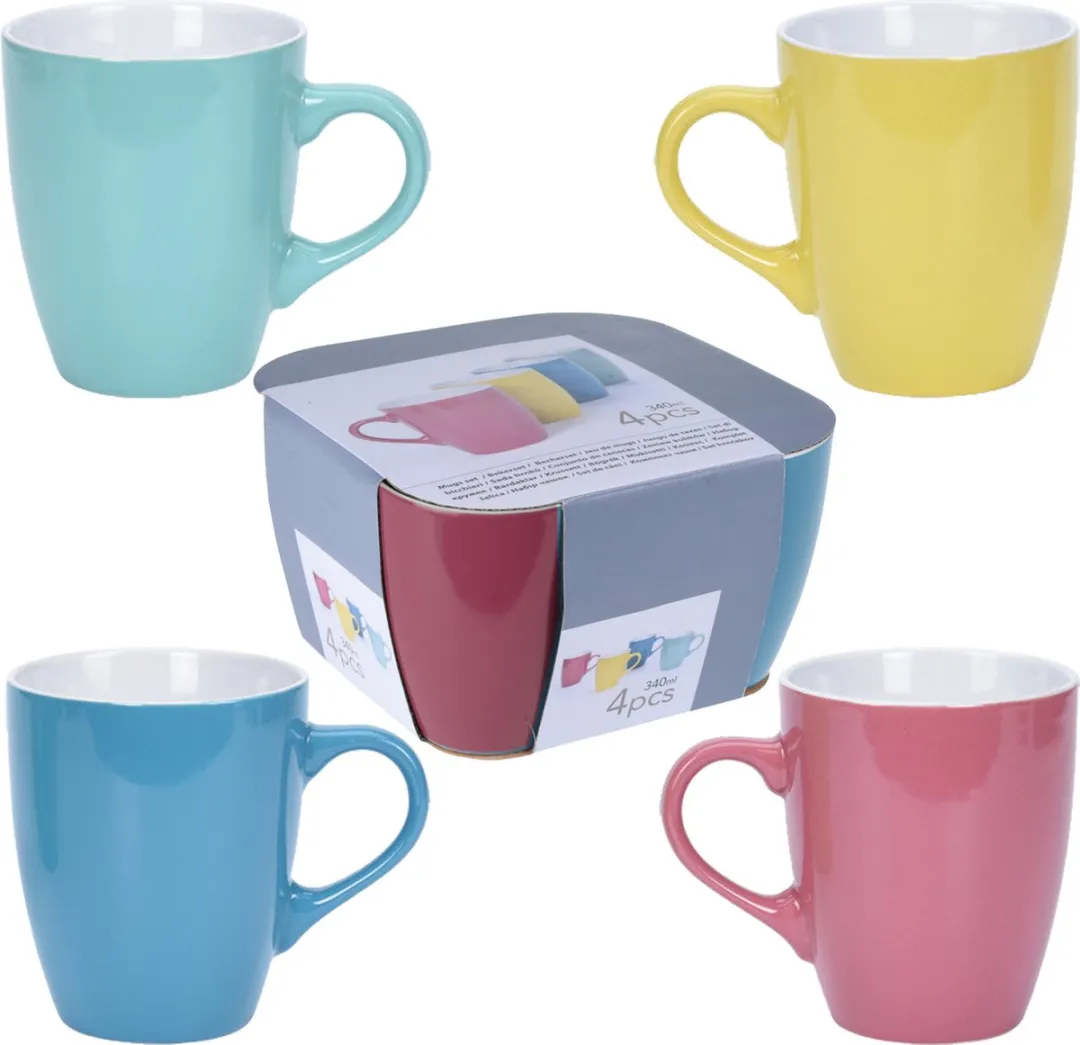 Excellent Houseware Costa Koffiemokken - 4 Stuks 340ml - Blauw