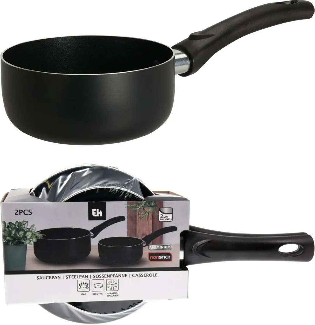 Excellent Houseware Sauspannen Set 2-delig - 14cm & 18cm - Zwart