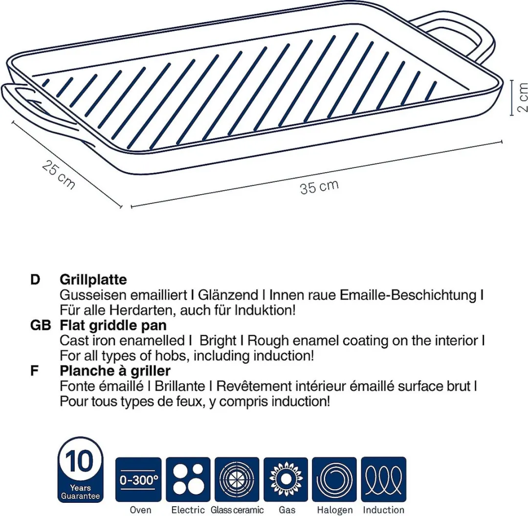 Kela Calido Gietijzeren Grillplaat 25x35cm - Rood