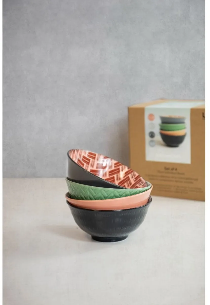 KitchenCraft Keramische Kommen 15cm - 4 Stuks Gemengd