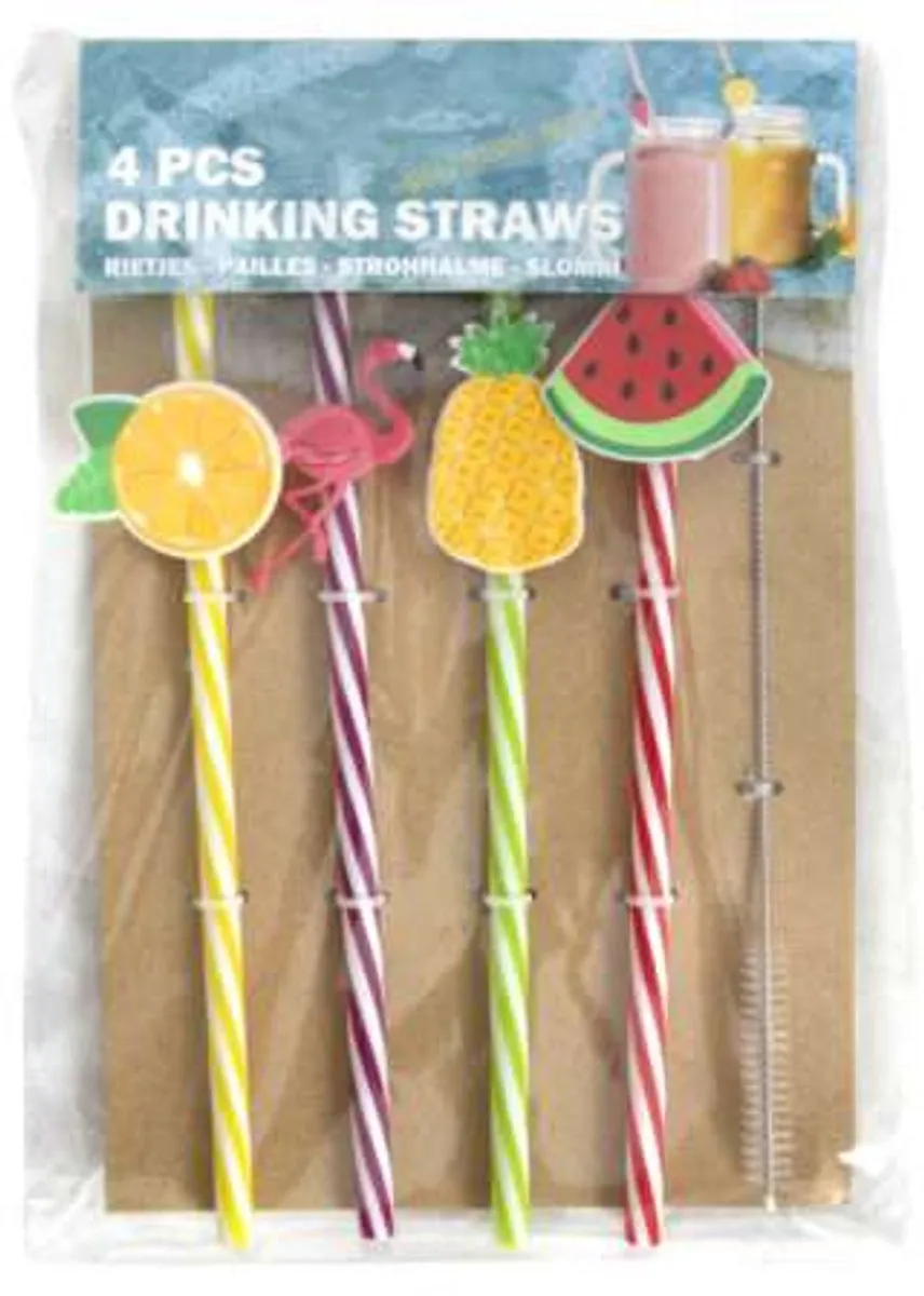 Cookinglife Tiki Cocktailglazen Set - 4 Stuks 400ml - Herbruikbare rietjes