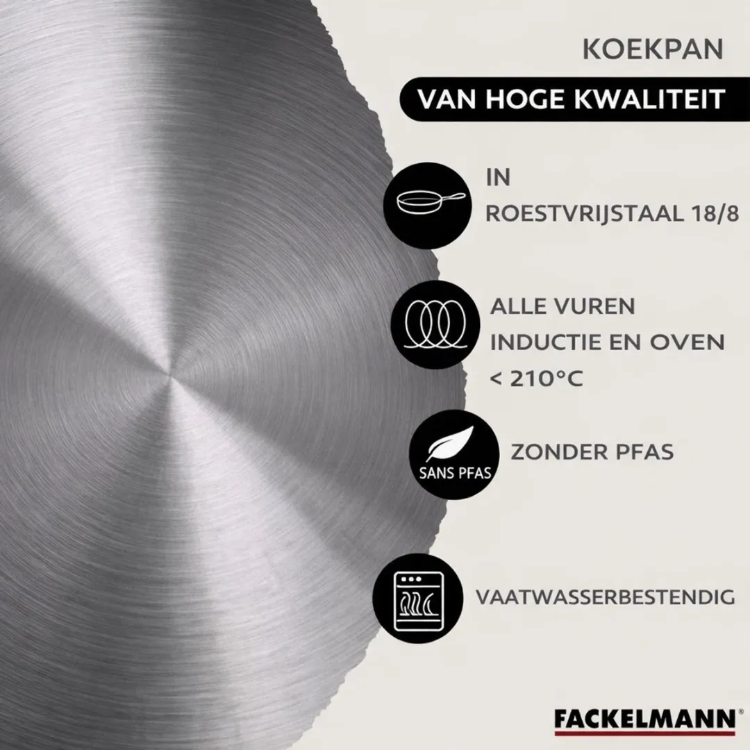 Fackelmann Eterna 9437750 Pan 20cm - Roestvrij staal/Glas