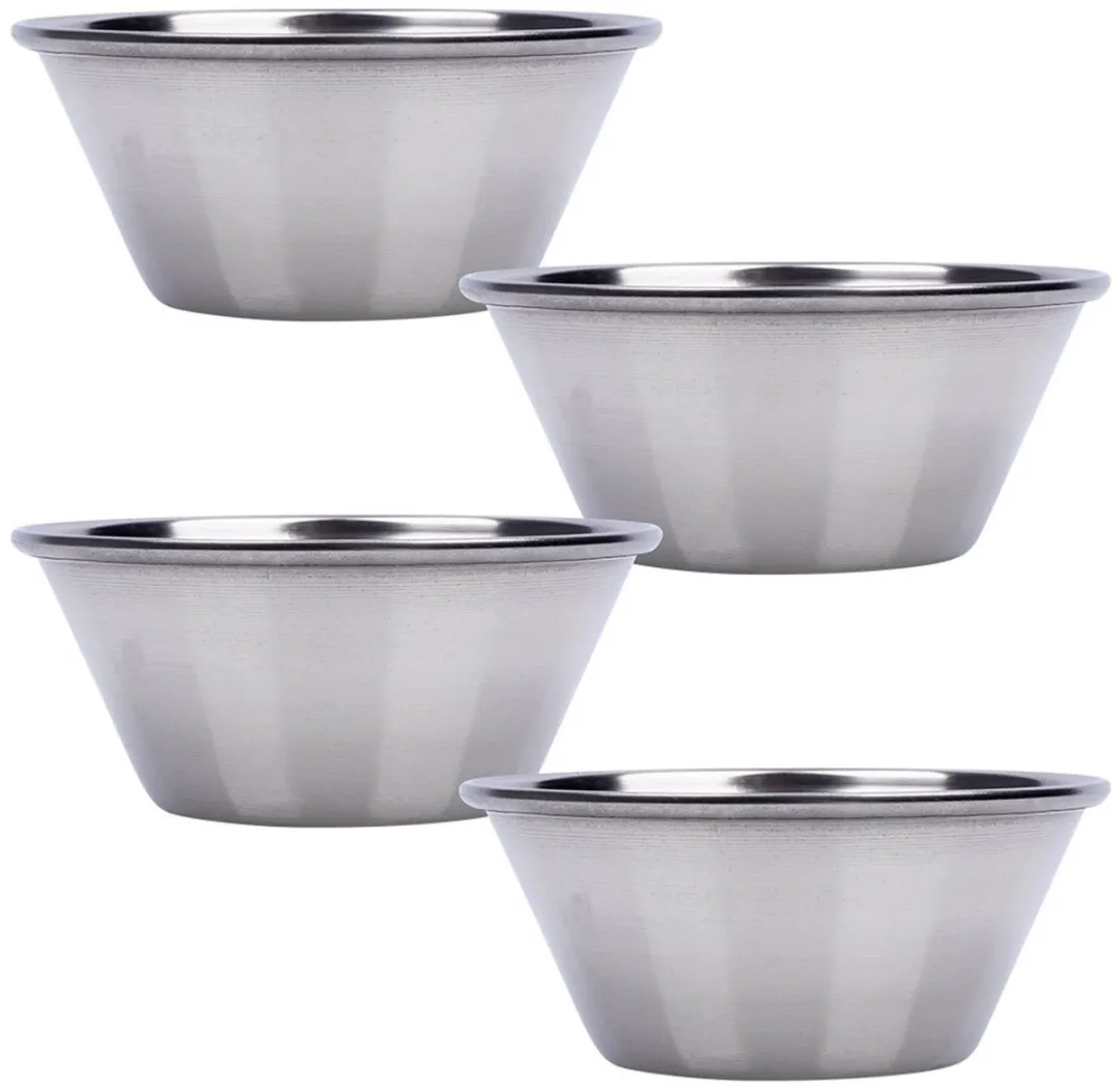 Excellent Houseware Stalen Dipkommen Set 4 Stuks - 40ml
