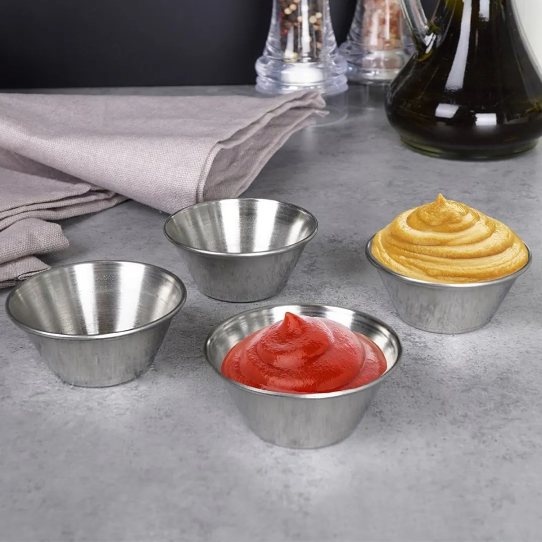Excellent Houseware Stalen Dipkommen Set 4 Stuks - 40ml