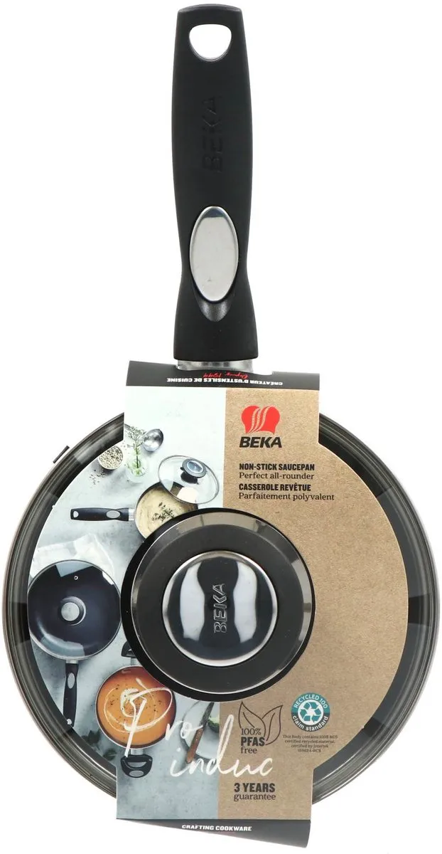 Beka Pro Induc Steelpan met Deksel en Keramische Antikleeflaag - PFAS vrij - Ø 16cm