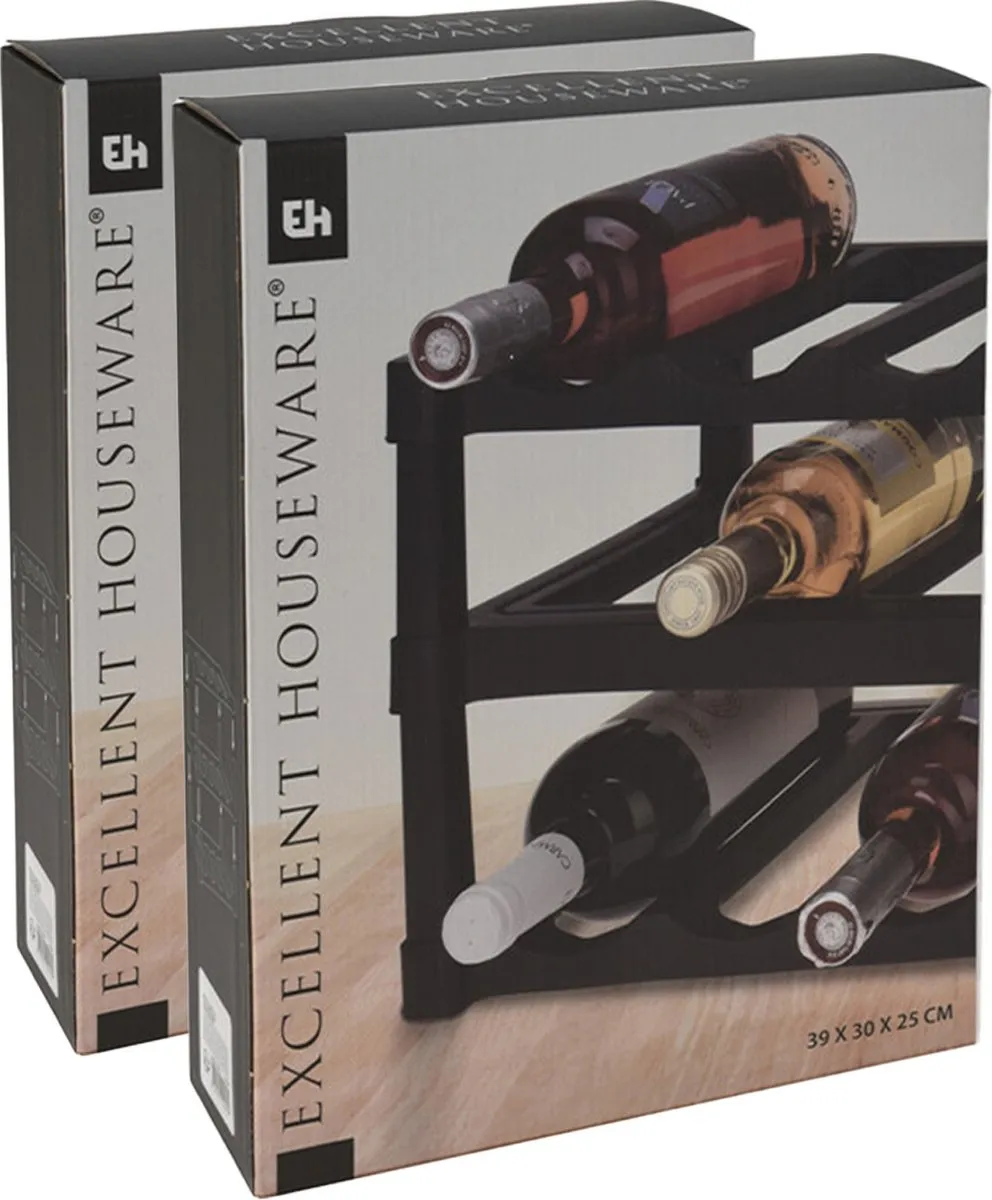 Excellent Houseware Wijnrek 24 Flessen - Zwart