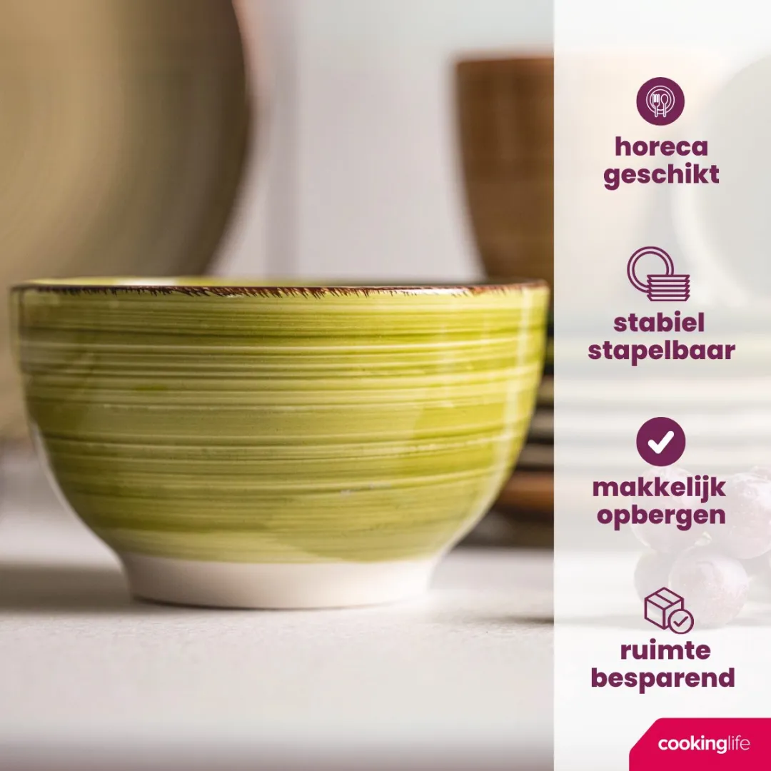 Cookinglife Delice Bekers Aardewerk 350ml - Groen - 6 Stuks