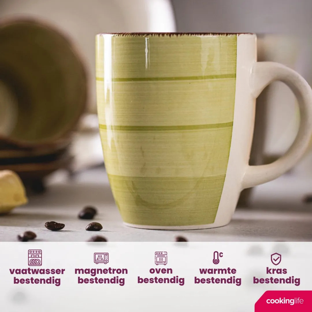Cookinglife Delice Bekers Aardewerk 350ml - Groen - 6 Stuks