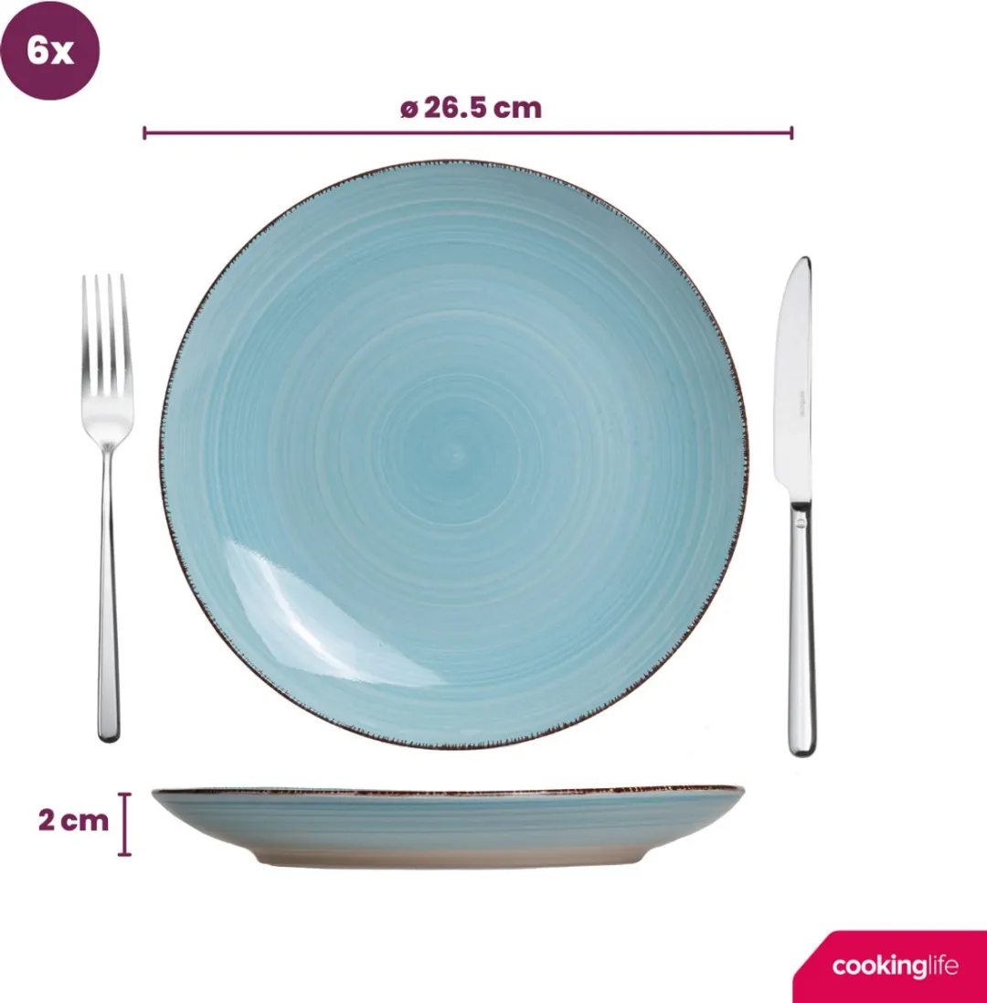 Cookinglife Delice Blauwe Dinerborden 6 Stuks - Ø26,5cm