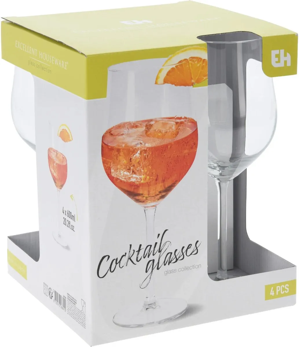 Excellent Houseware Cocktailglas 370ml - 4 Stuks