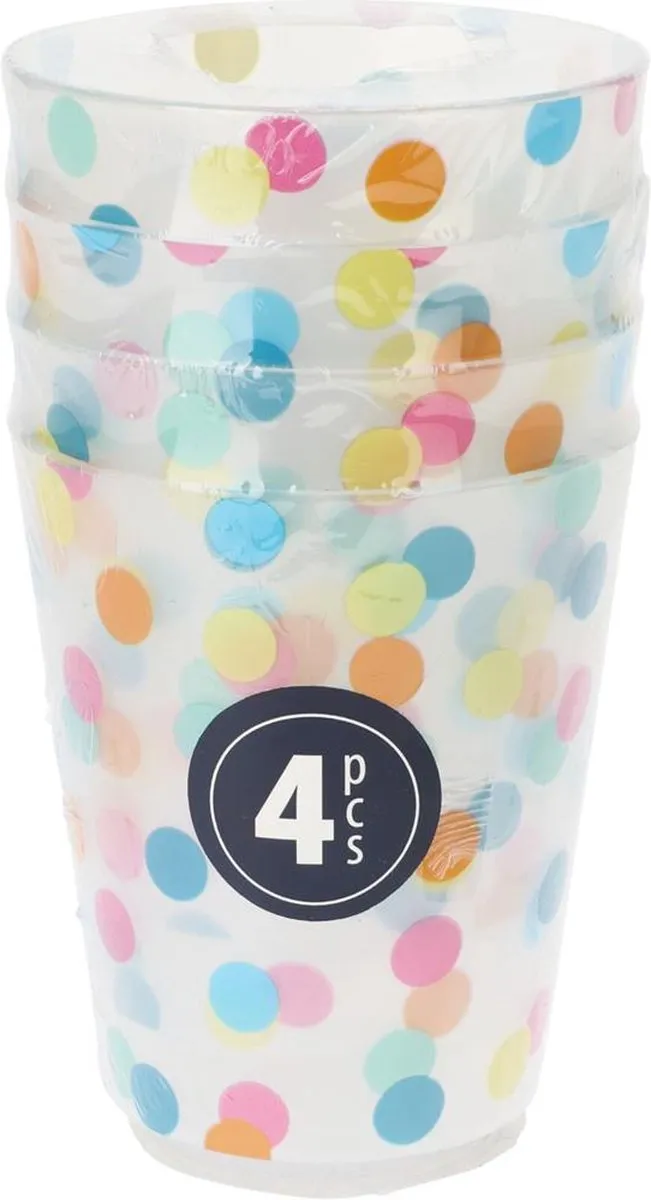 Excellent Houseware Bekerset Confetti 4-delig 230ml Transparant