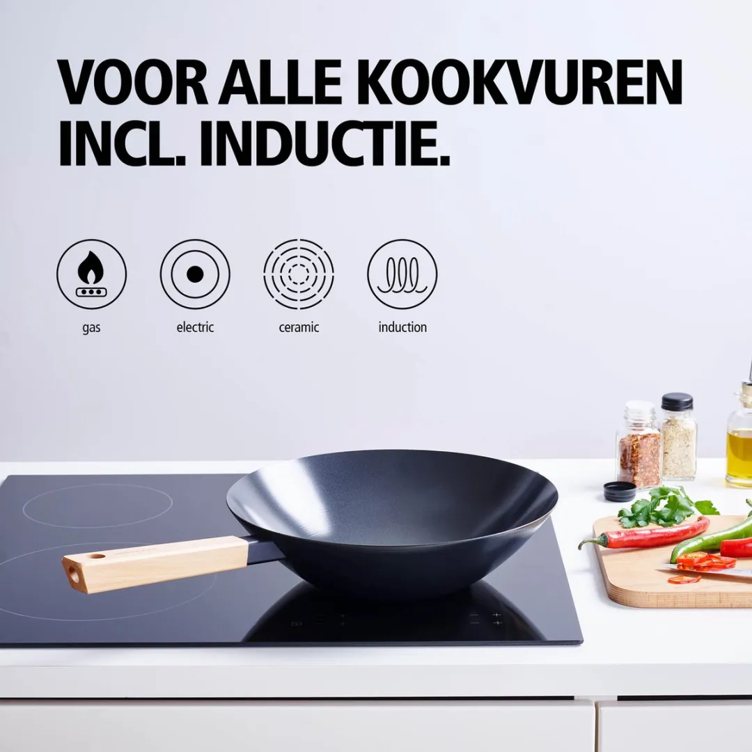 Brabantia TERRA Wokpan Ø31cm - Carbon Steel - Zwart