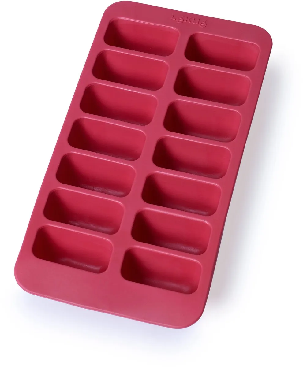 Lékué IJsblokjesvorm 14 Stuks - Rechthoek - Rood