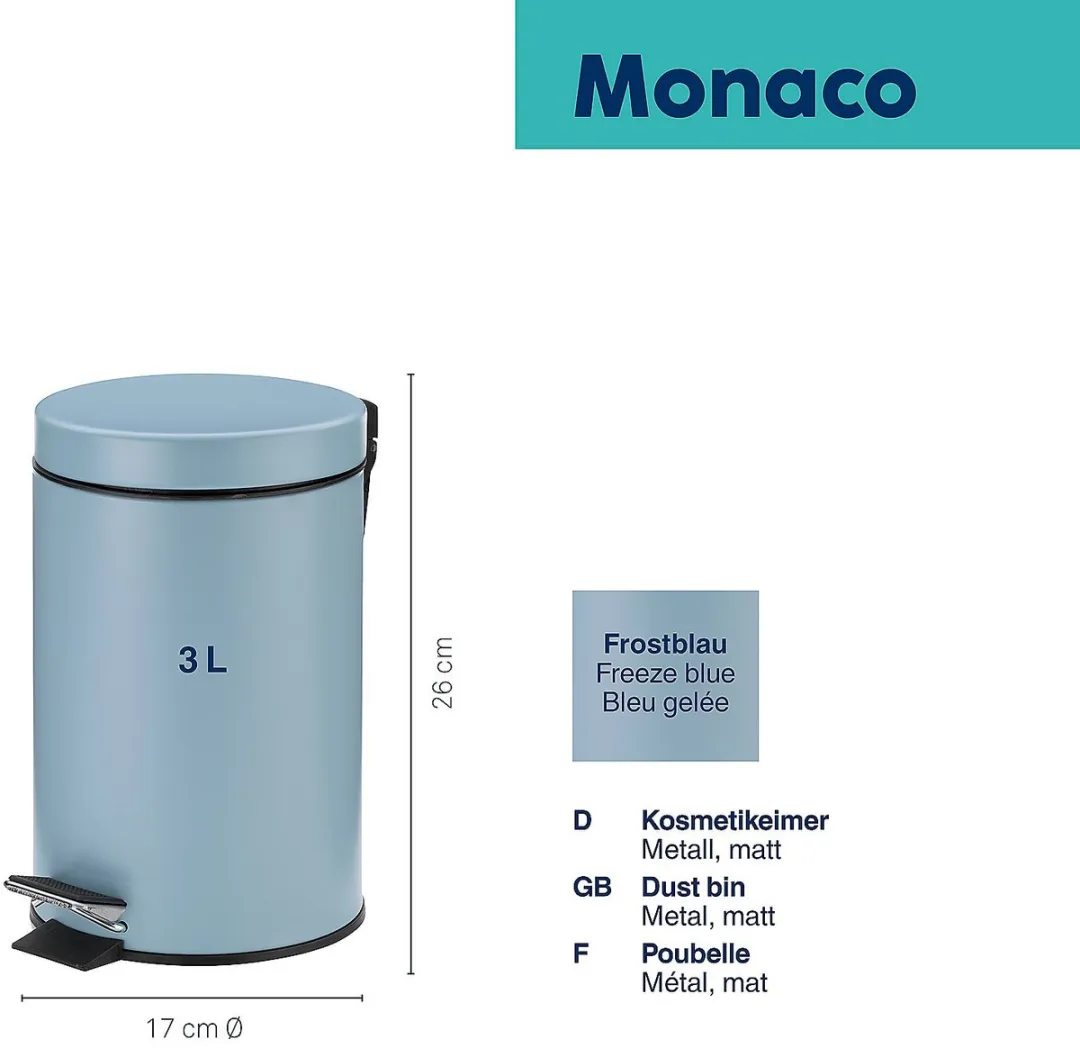 Kela Monaco Pedaal Afvalemmer 3L - Lichtblauw