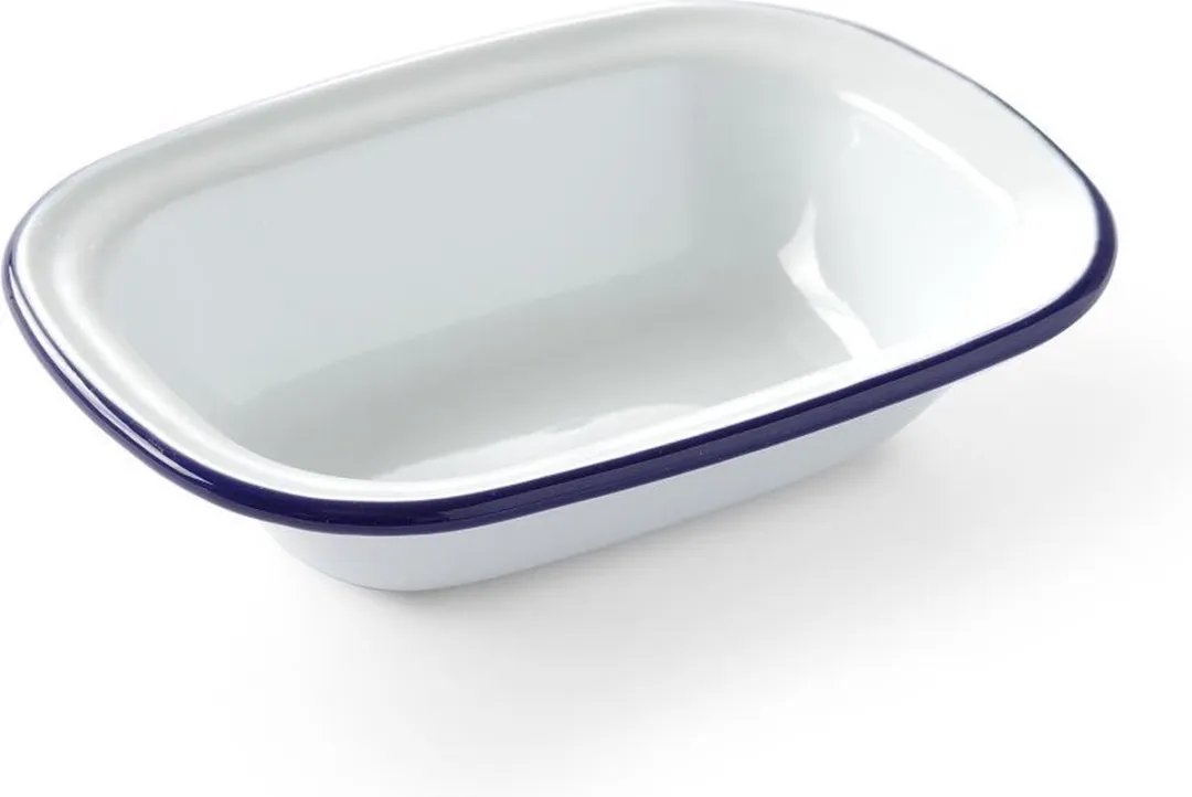 HENDI 621219 Rechthoekige Emaille Schaal - 215x160mm - Blauw/Wit