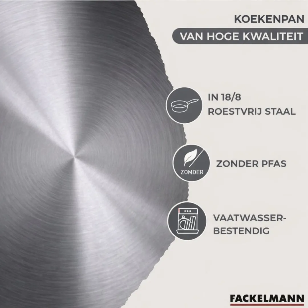 Fackelmann 9442850 Set Koekenpan 28cm - Roestvrij staal & Zwart