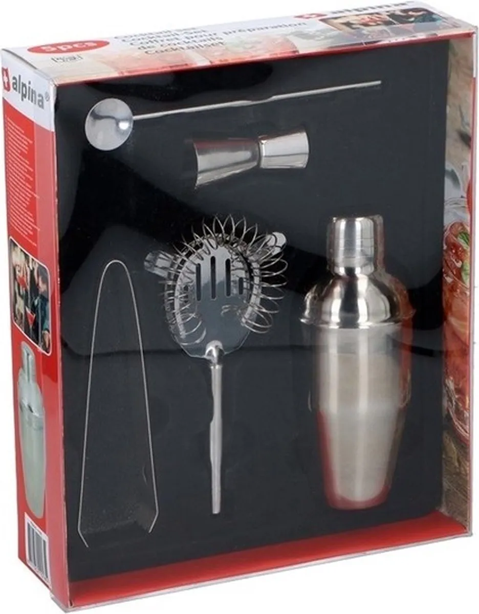 Alpina Martini Cocktailset 9-delig - 220ml - RVS Shaker