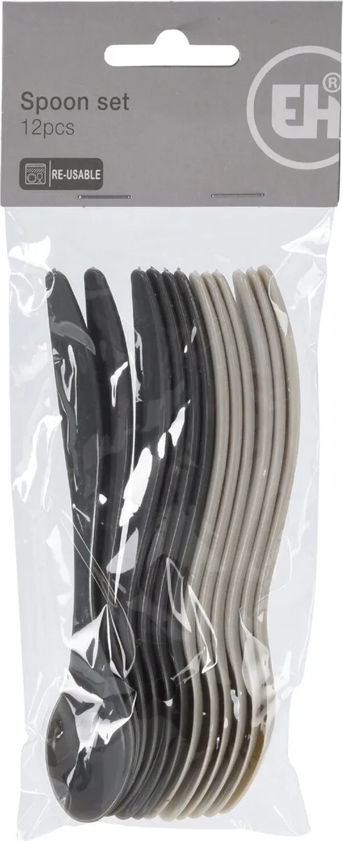 Excellent Houseware Lepelset 12-delig - 14cm - Grijs