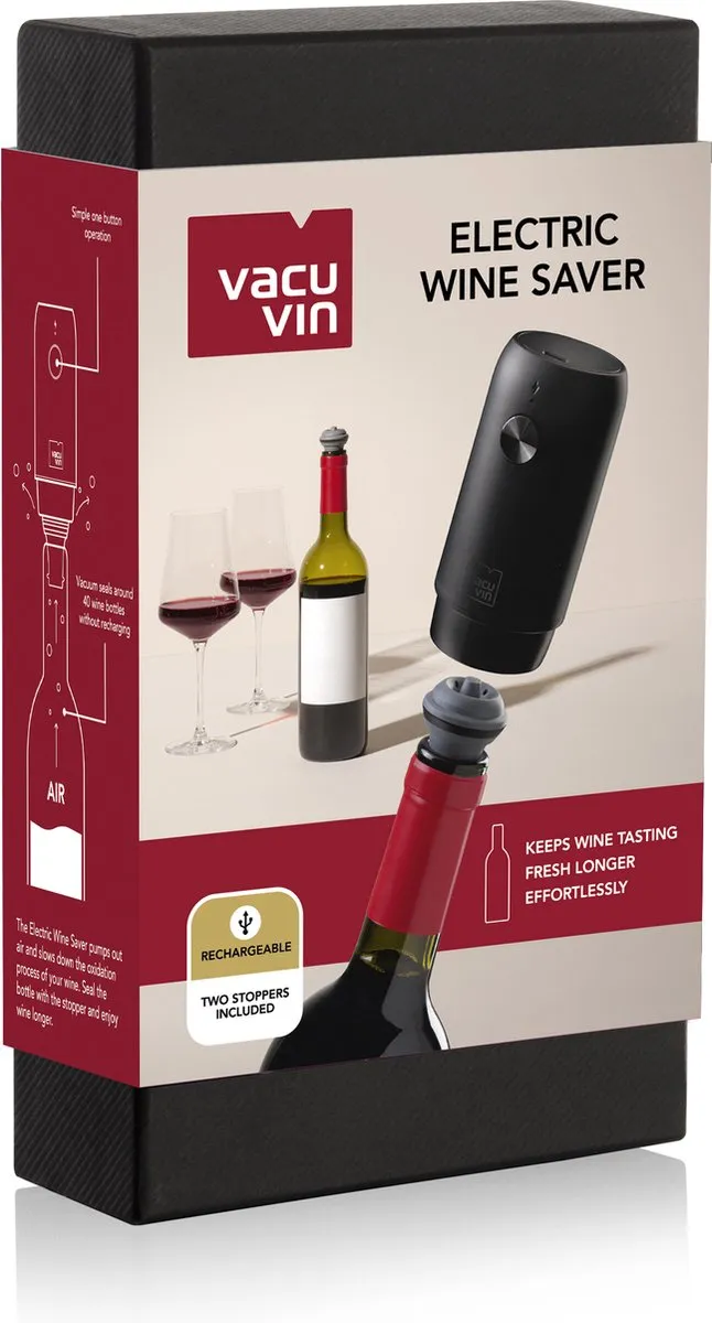 VacuVin WineSaver Elektrische Wijnpomp - Zwart