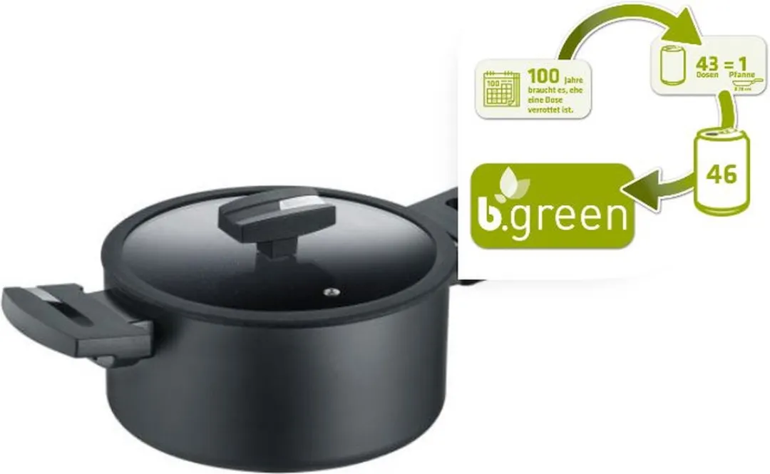 Berndes B.Green Kookpan 20cm - 3L - Gerecycled Aluminium - Zwart