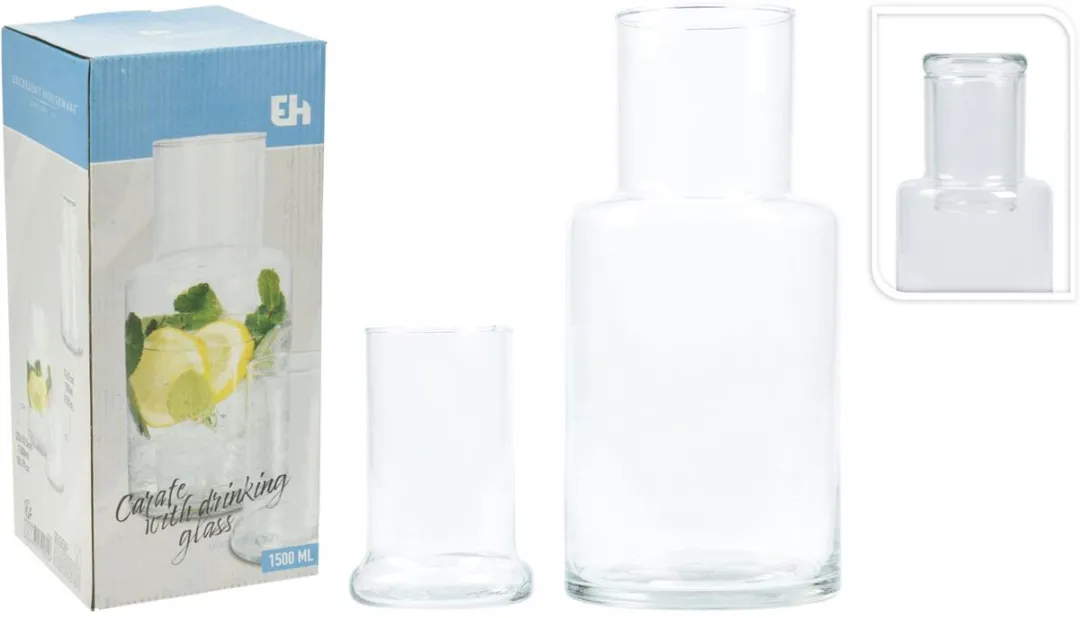 Excellent Houseware Schenkkan met Drinkglas 1500ml