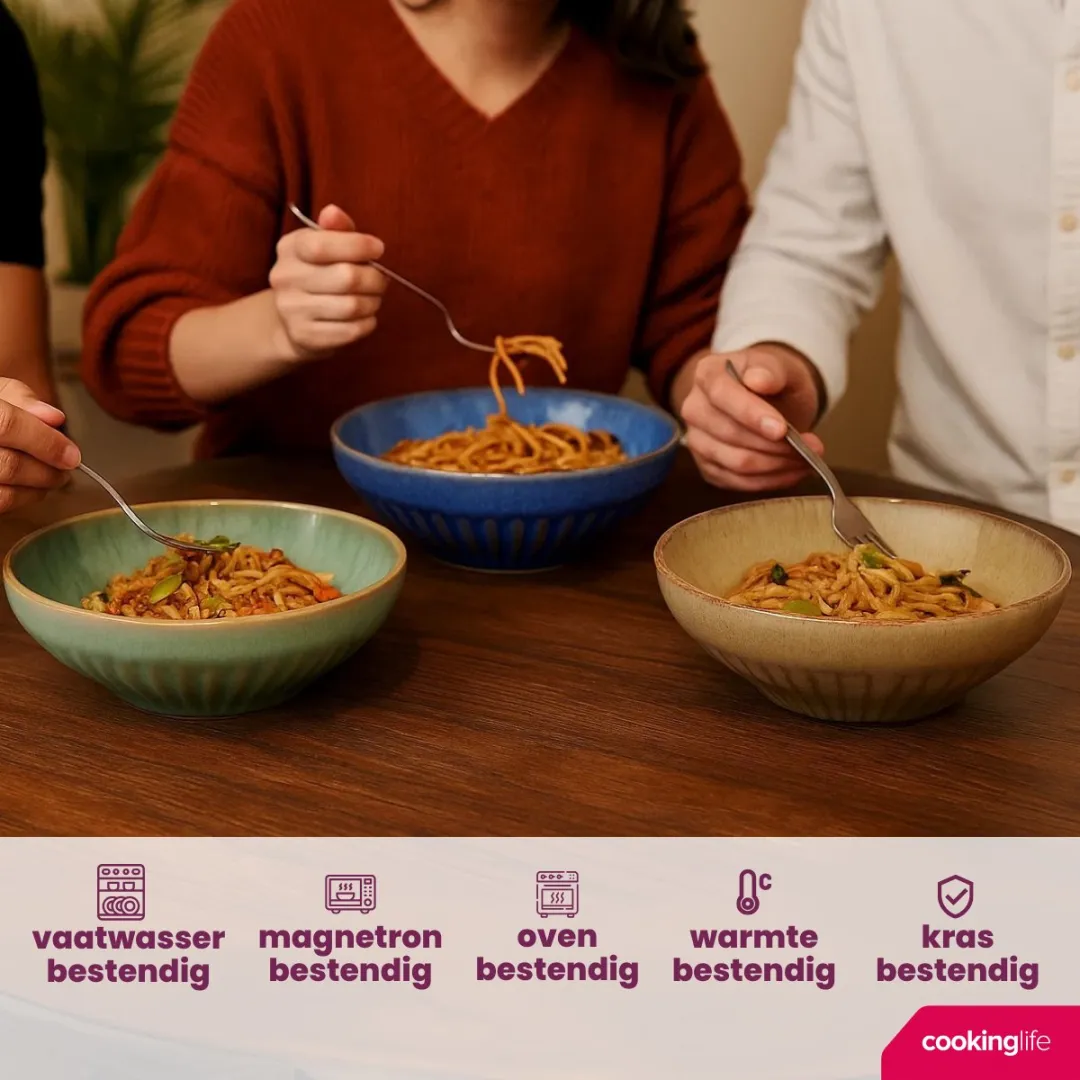 Cookinglife Kommen Aqua Maris - 6 Stuks Ø16,5cm - Aardewerk Groen