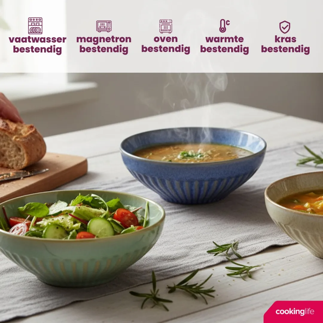 Cookinglife Kommen Aqua Maris - 6 Stuks Ø16,5cm - Aardewerk Groen