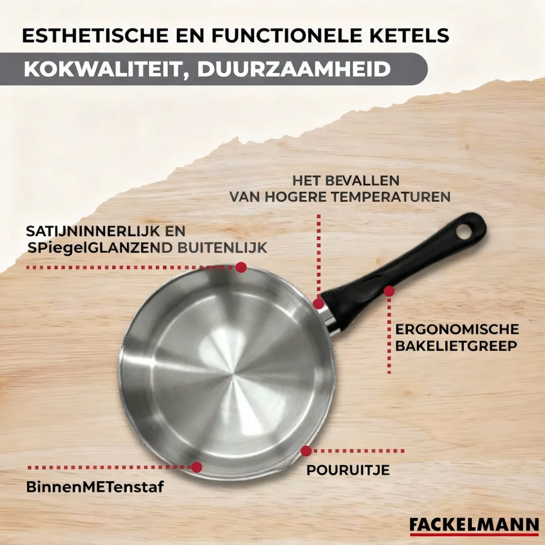 Fackelmann Roestvrijstalen Pannen Set 9446350 - 10-delig - Inductie - Zwart