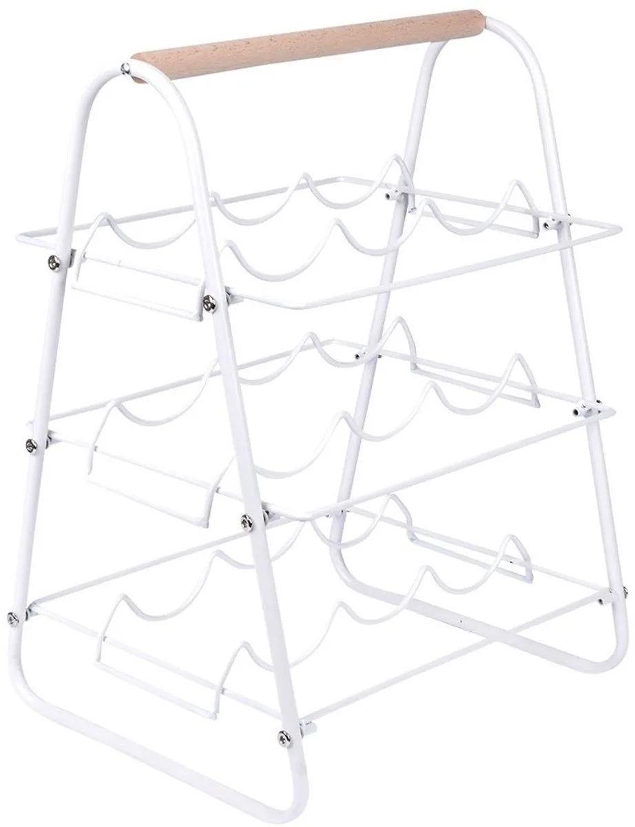 Excellent Houseware Wijnrek Wit - 9 Flessen 33x29x46cm