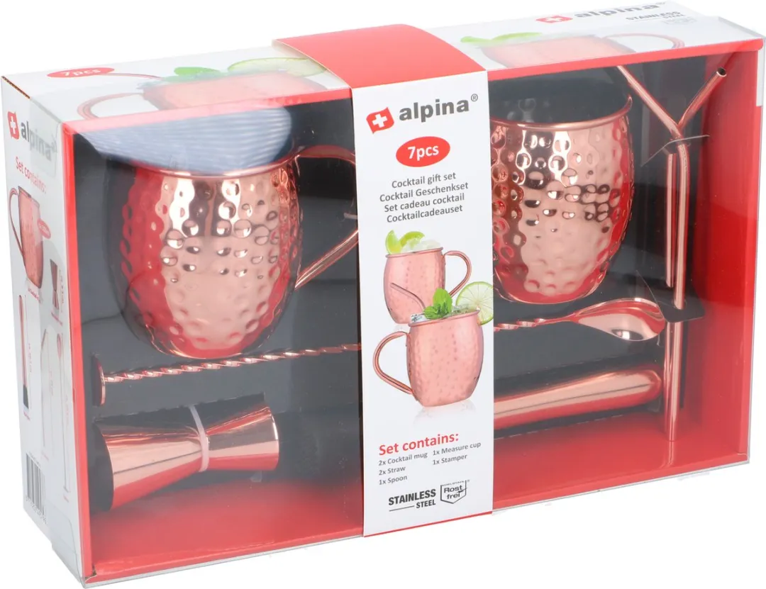 alpina Cocktailset - 7 Stuks - RVS Materiaal - Rosékleurig