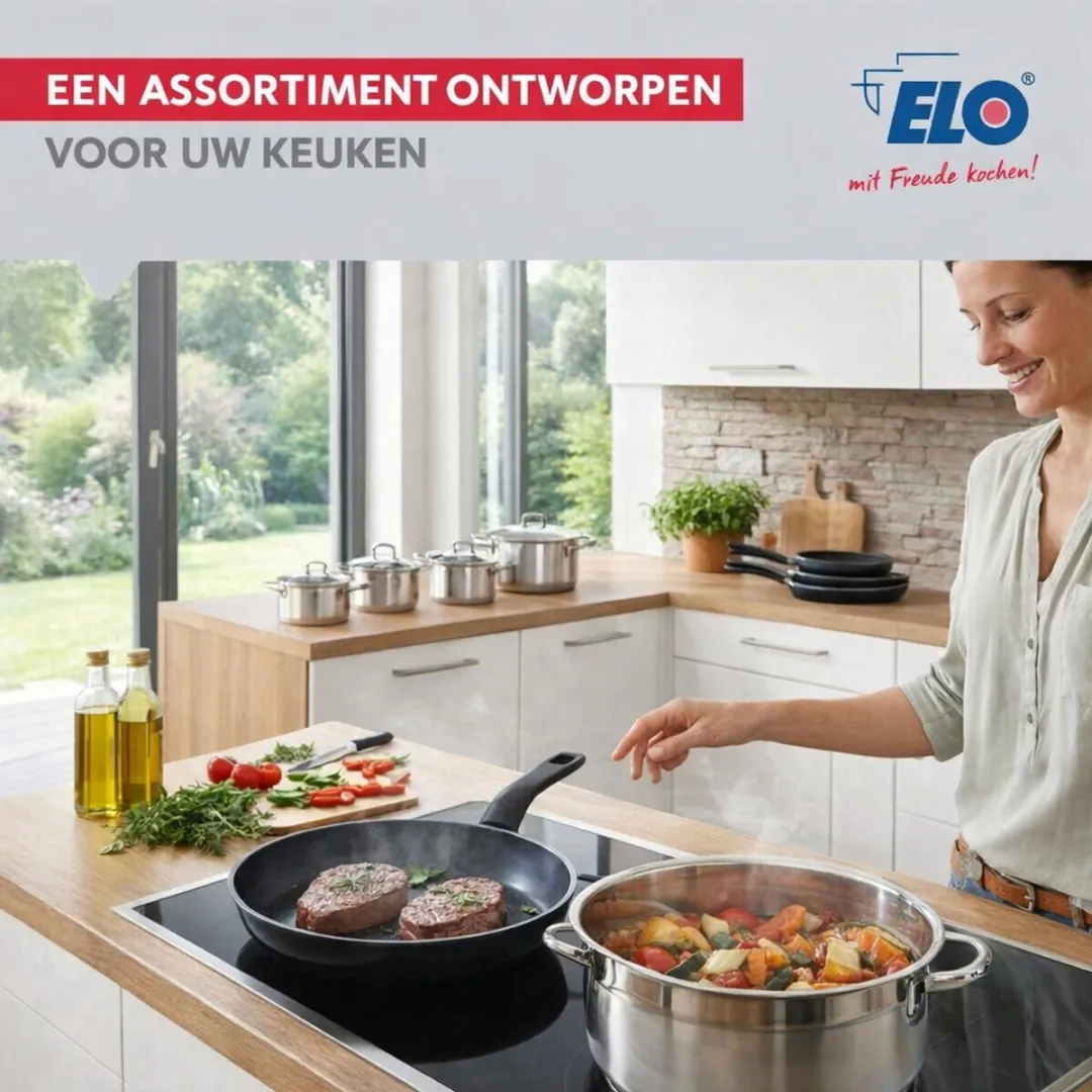 Fackelmann Elo 9752450 Keukenset 7-delig - 3 Bakpannen 24/28/32cm + 4 Kookpotten 12/16/20/24cm - Roestvrij staal