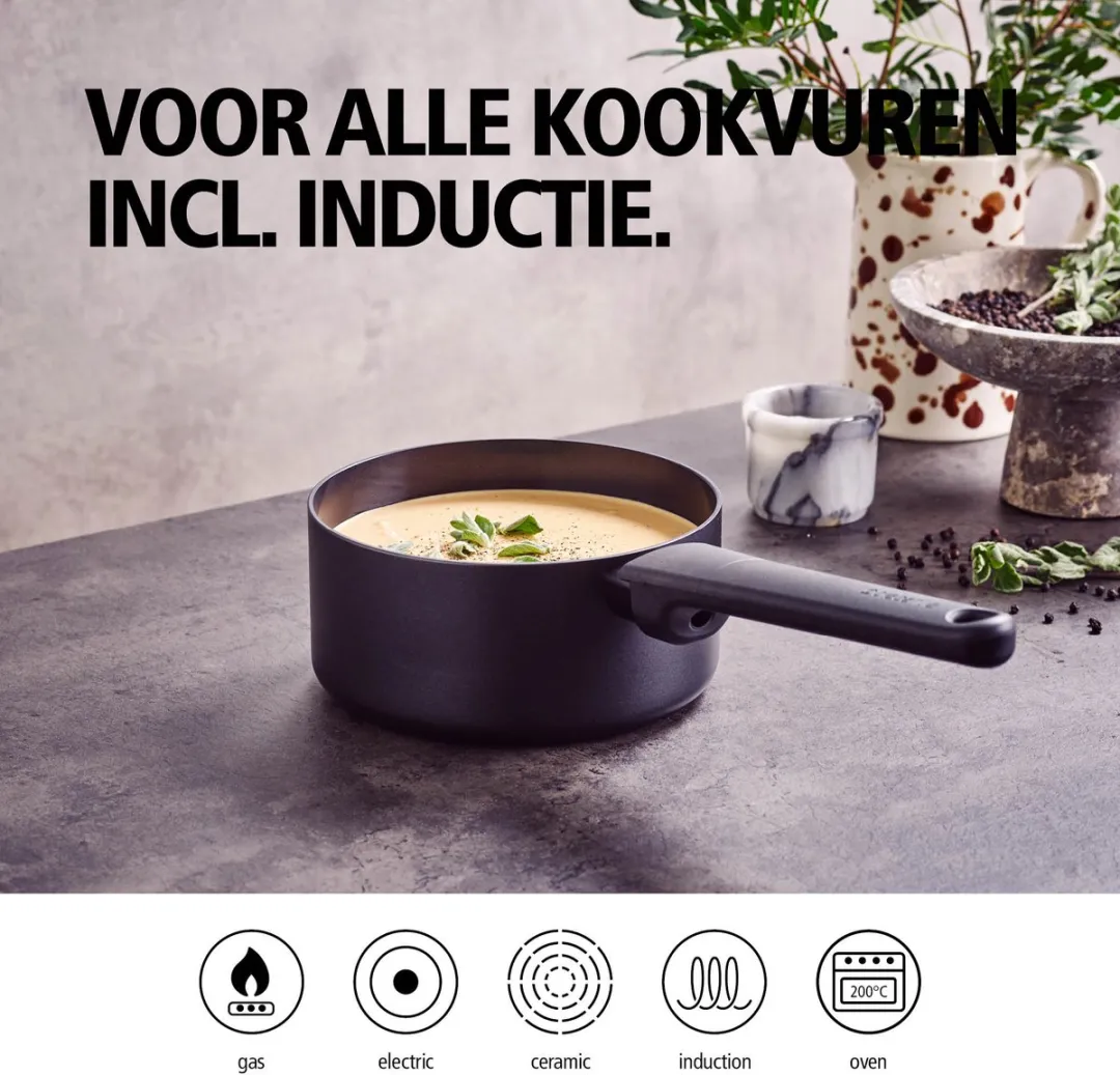 Brabantia VANTA Steelpan 16cm - Keramische Antiaanbaklaag - Zwart