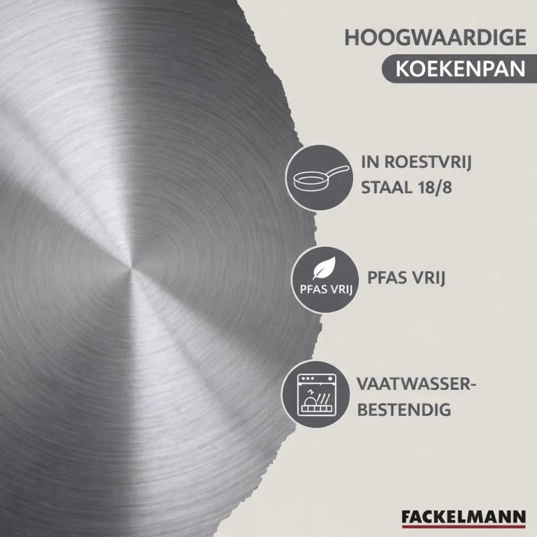Fackelmann 9359950B88 Keukenset - 2 Pannen 20/28cm + 3 Steelpannen 12-20cm - Roestvrij staal