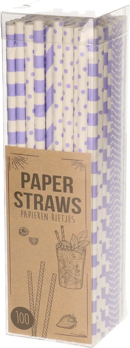 Excellent Houseware Papieren Drinkrietjes 100 Stuks