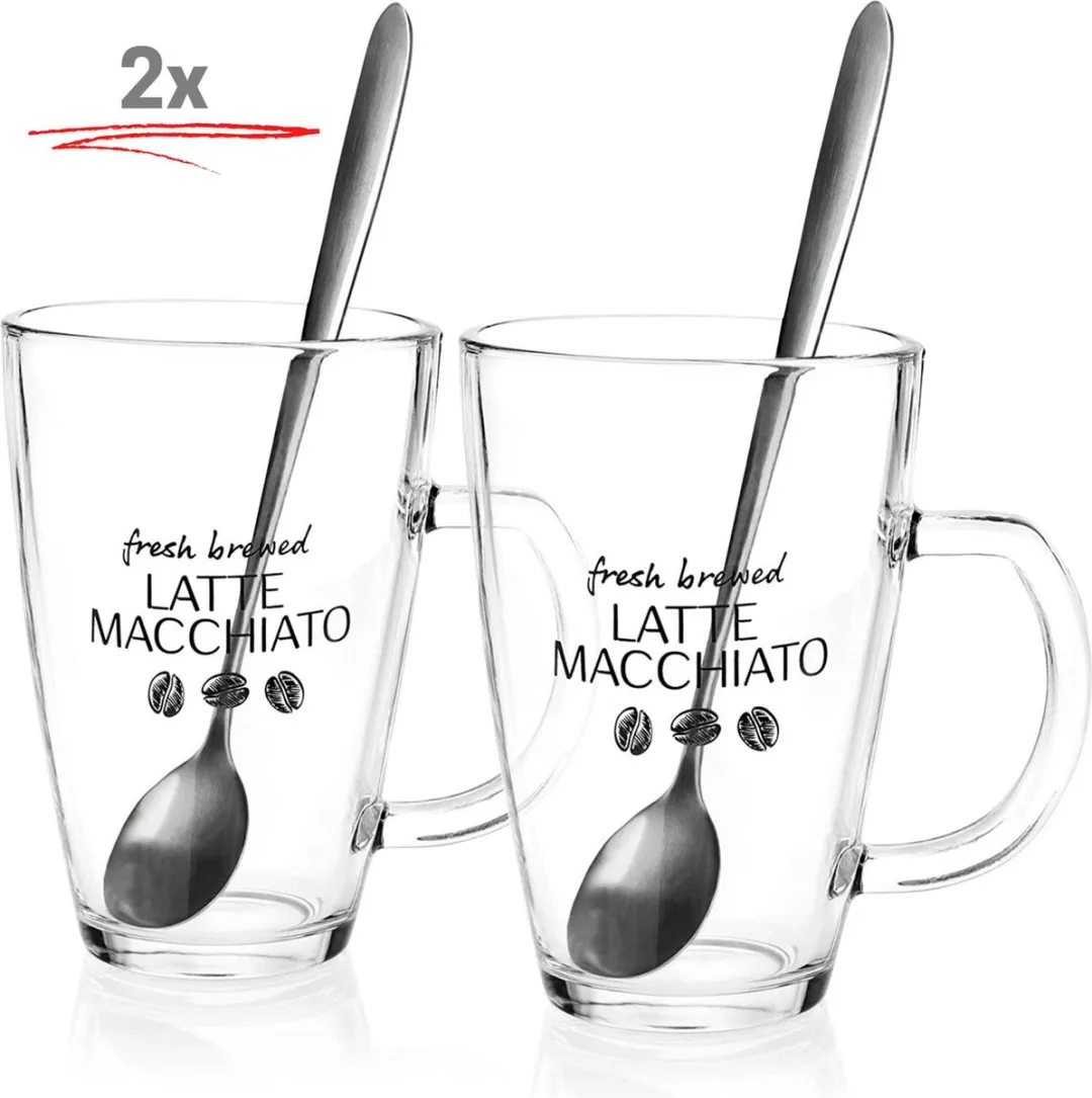 Excellent Houseware Latte Macchiato Bekers 300ml - 4-delig Transparant