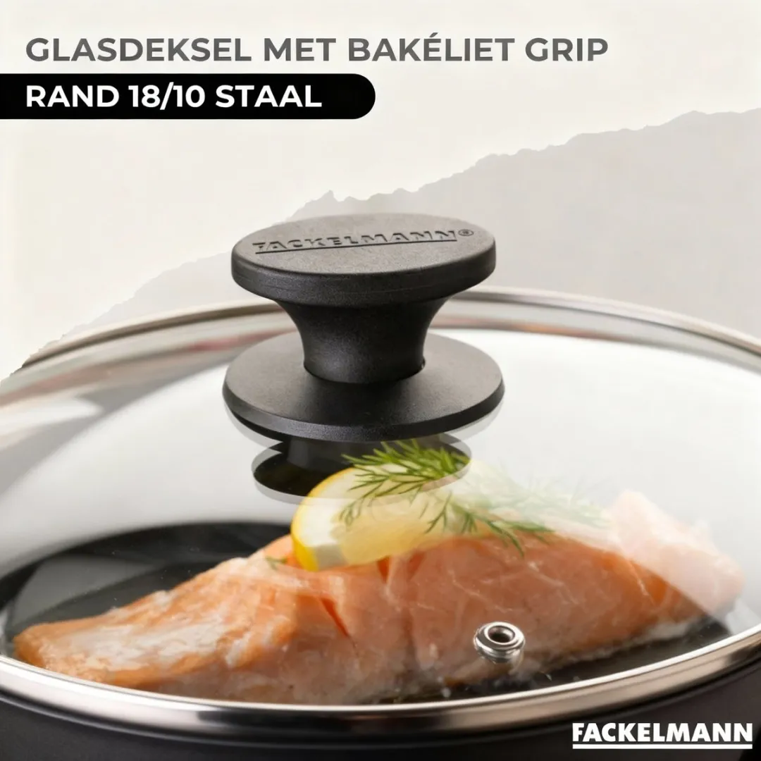 Fackelmann Roestvrijstalen Set 2 Pannen 24 & 28cm - 2 Deksel & Keukengerei