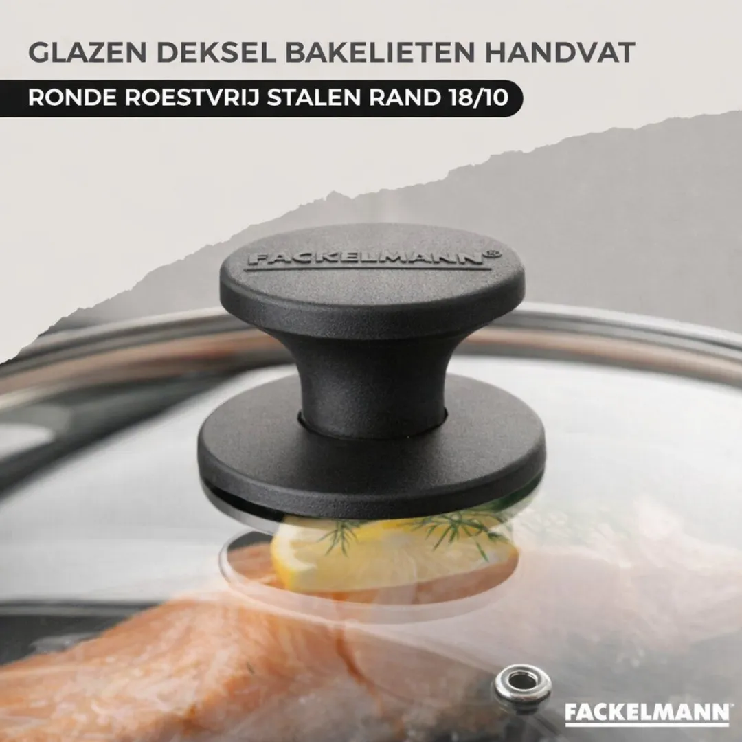 Fackelmann Roestvrijstalen Set 2 Pannen 24 & 28cm - 2 Deksel & Keukengerei