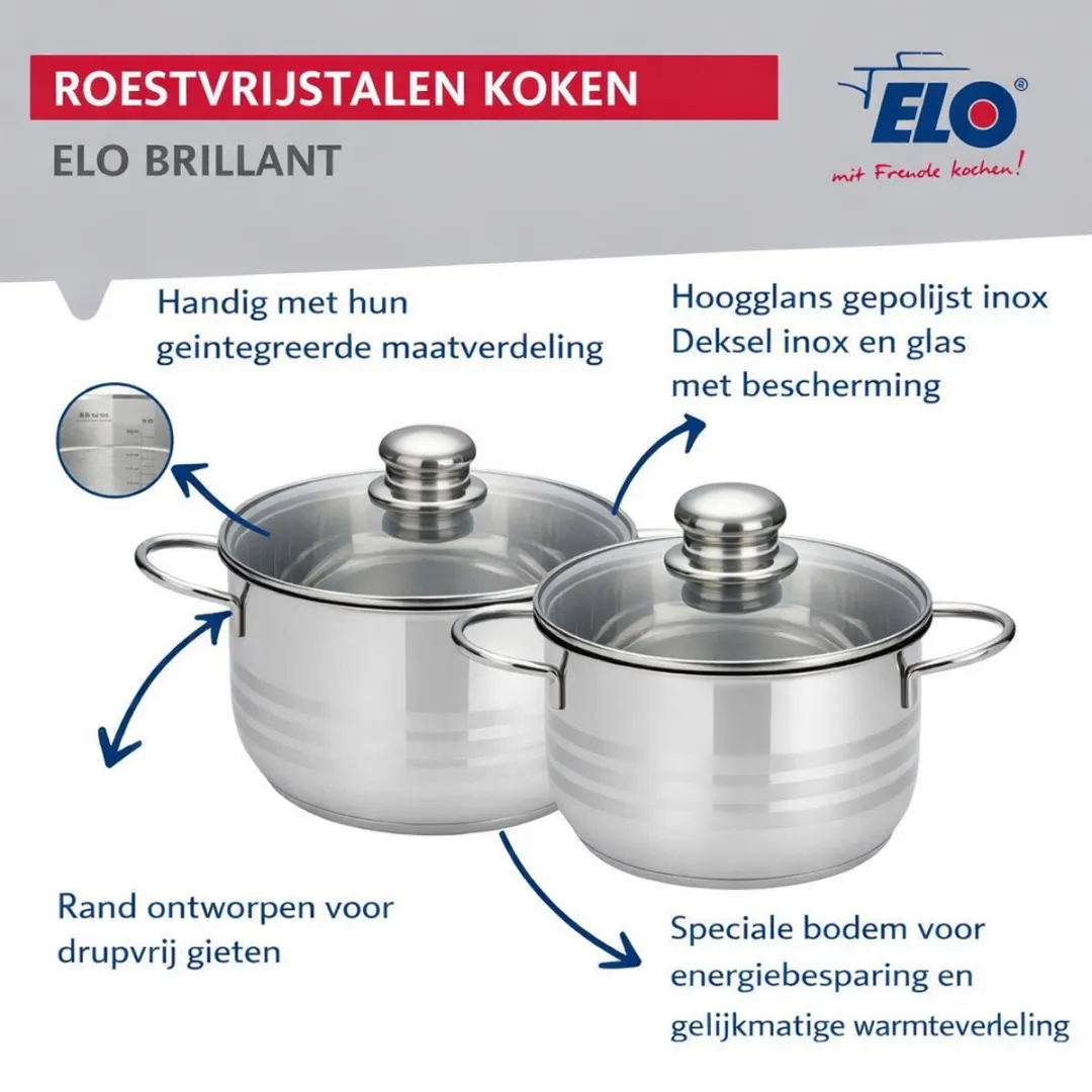 Fackelmann Elo 9802150 Braadpan Set - 20cm & 24cm RVS - Grijs
