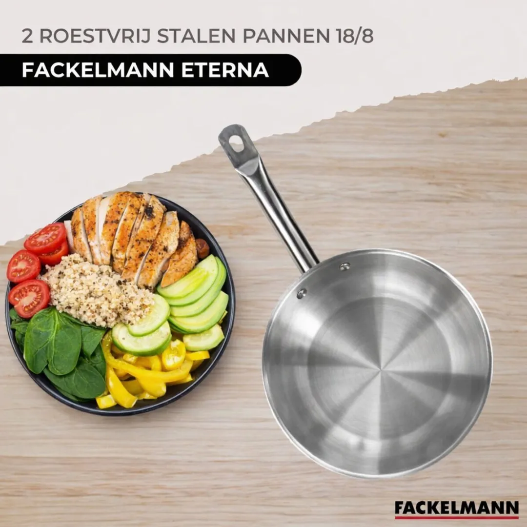 Fackelmann Set van 2 Pannen 24 & 28cm RVS - Inductie - 2 Stuks