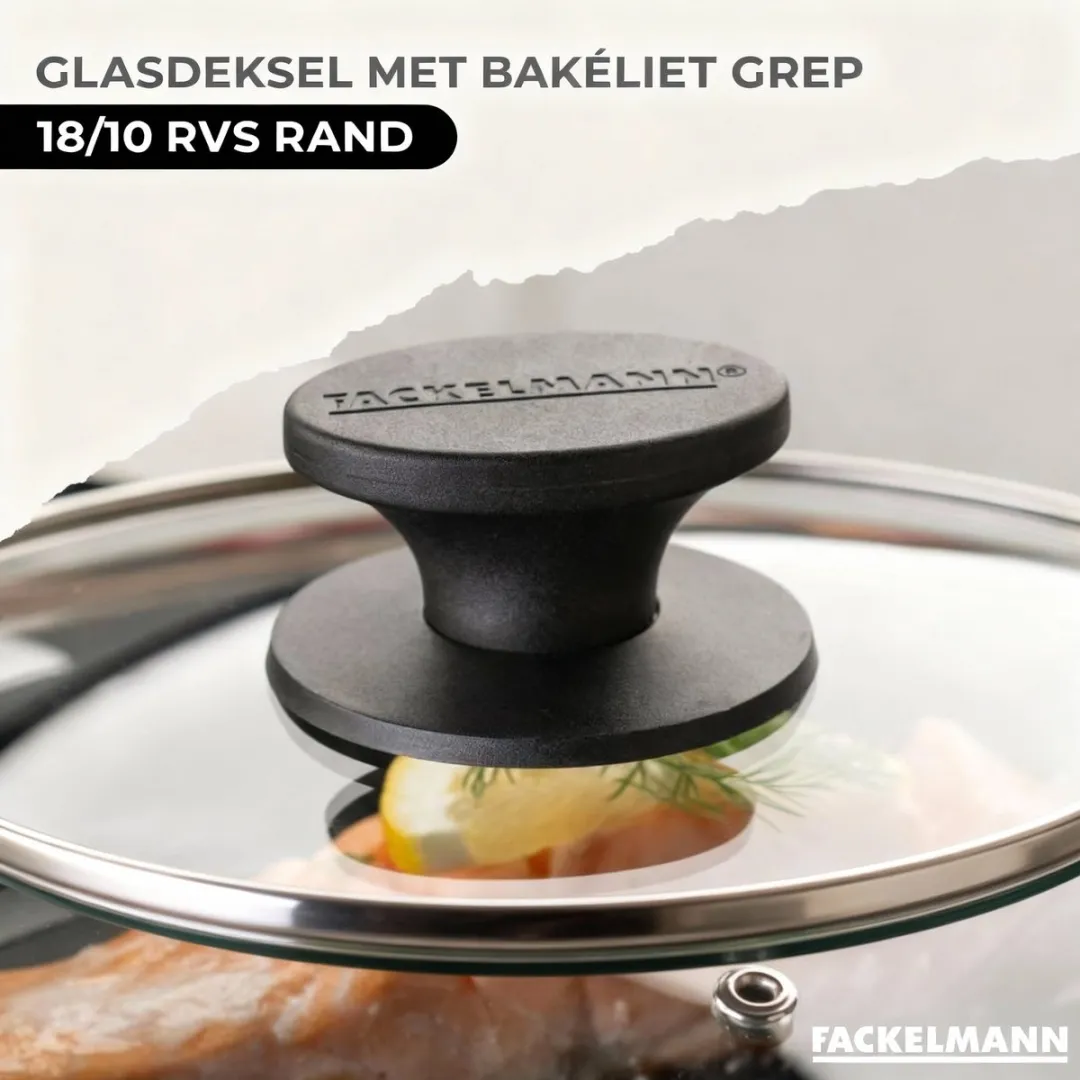 Fackelmann Geneva & Elo RVS Kookset 20/24/28cm + 16/20/24cm - 6 Stuks - Roestvrij staal/Zwart - afbeelding 6 van 6