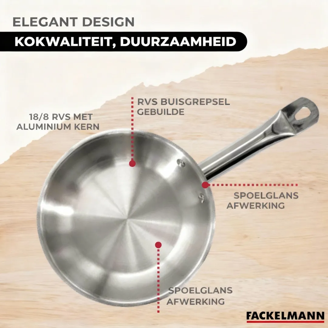 Fackelmann 3-delige Roestvrijstalen Pan Set 20/24/28cm