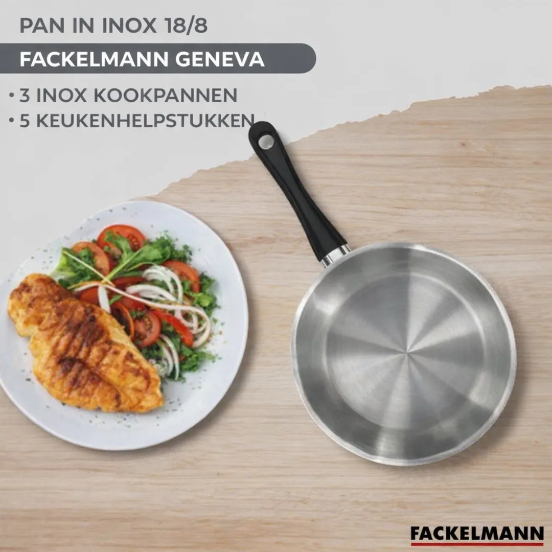 Fackelmann Geneva RVS Koekenpan & Kookpanset 16/20/24cm - 5 Stuks