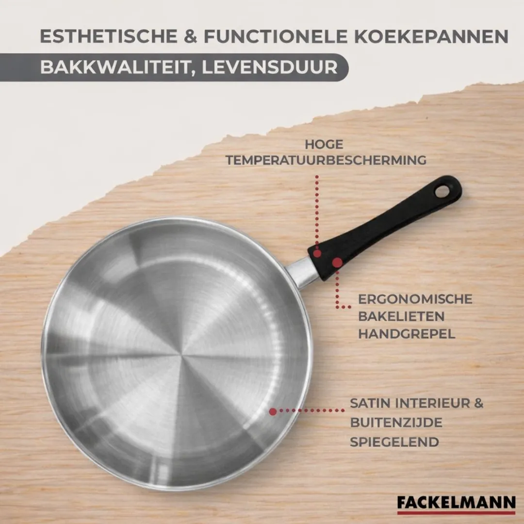 Fackelmann Geneva RVS Koekenpan & Kookpanset 16/20/24cm - 5 Stuks - afbeelding 6 van 6